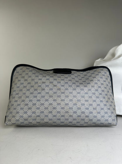 Vintage Gucci GG Supreme Cosmetic Bag Grey Navy