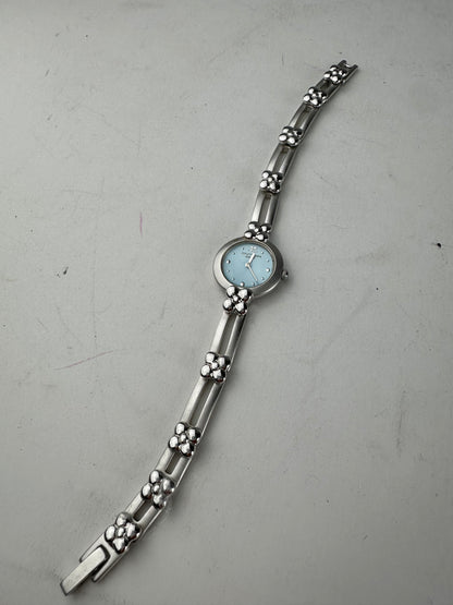Vintage Courreges Quartz Steel Watch Silver Turquoise