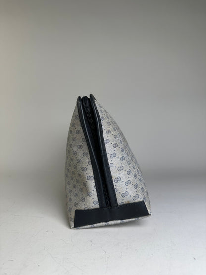 Vintage Gucci GG Supreme Cosmetic Bag Grey Navy