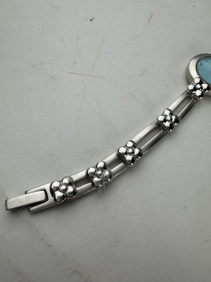 Vintage Courreges Quartz Steel Watch Silver Turquoise