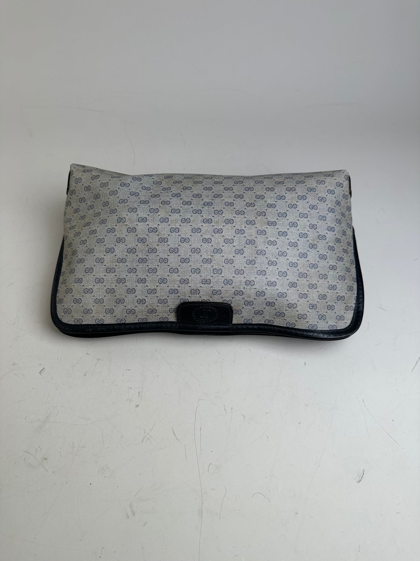 Vintage Gucci GG Supreme Cosmetic Bag Grey Navy