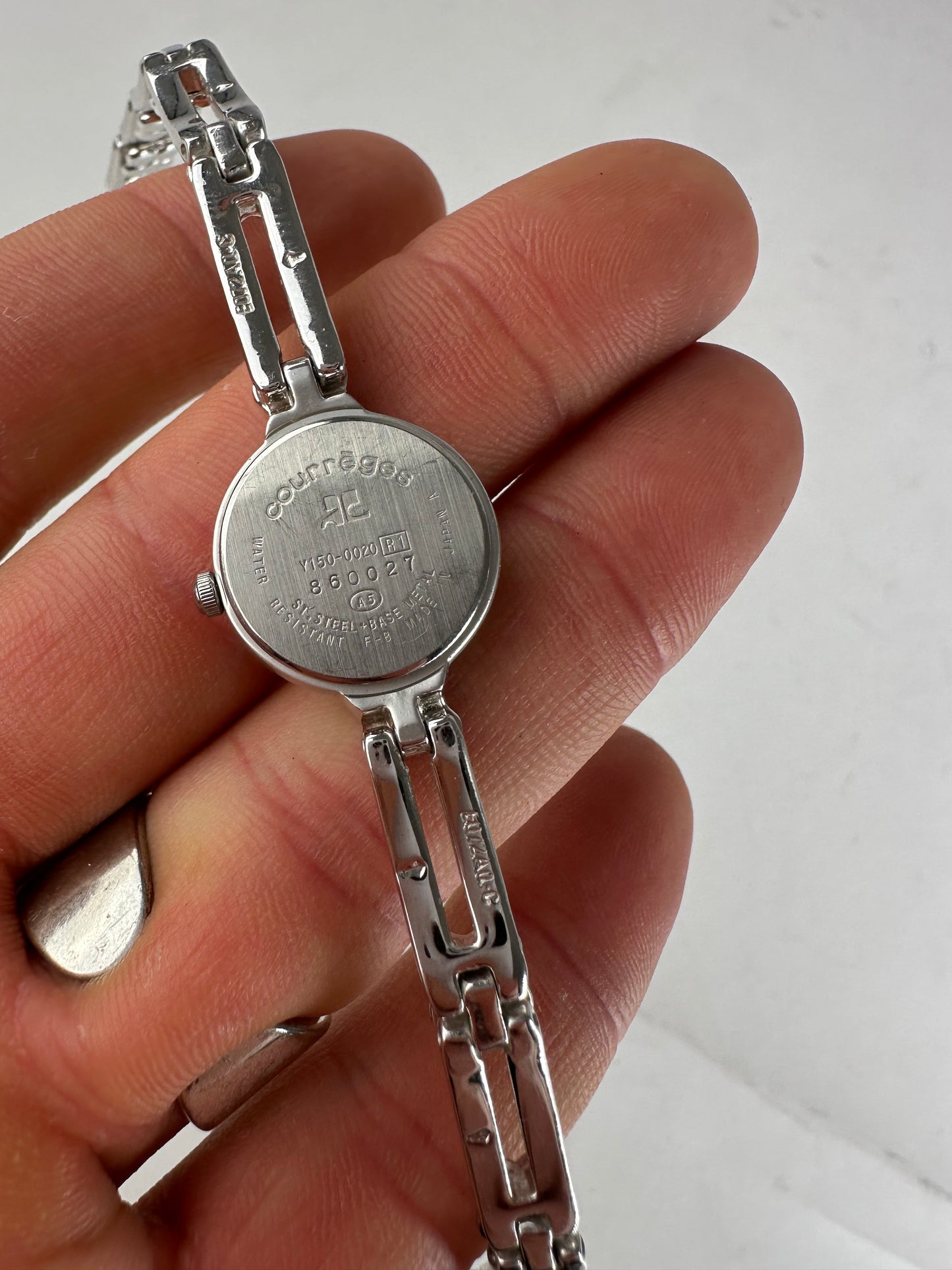 Vintage Courreges Quartz Steel Watch Silver Turquoise