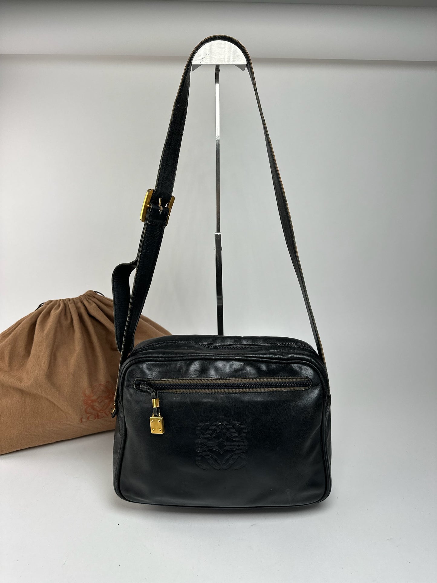 Sac vintage en cuir Loewe Madrid noir