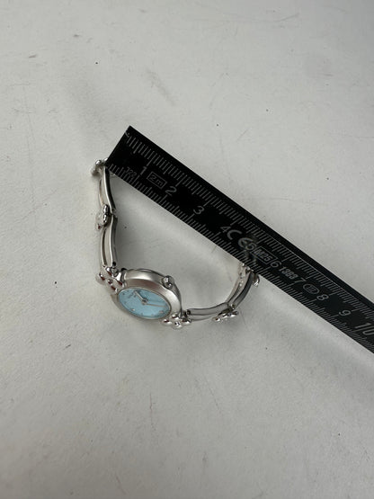Vintage Courreges Quartz Steel Watch Silver Turquoise