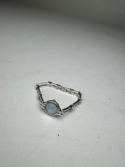 Vintage Courreges Quartz Steel Watch Silver Turquoise