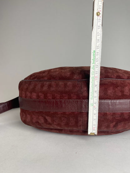 Vintage Bottega Veneta Butterfly Monogram Suede Shoulder Bag Red