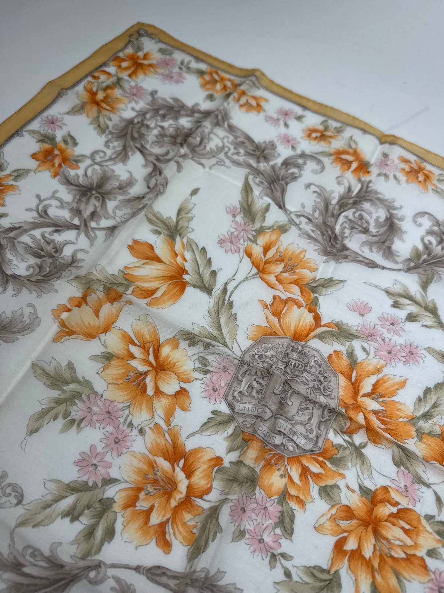 Vintage Celine Scarf Yellow Grey