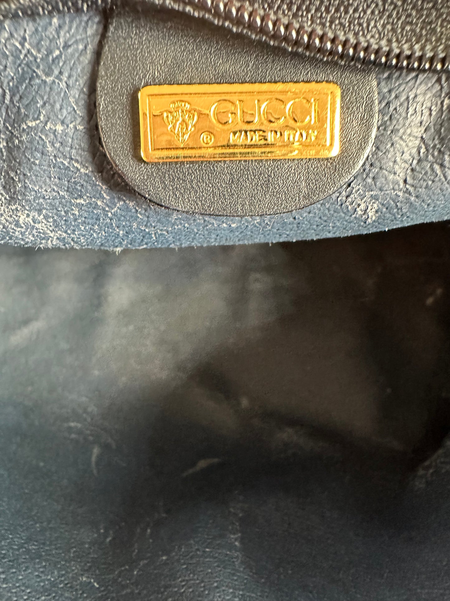 Vintage Gucci GG Supreme Cosmetic Bag Grey Navy