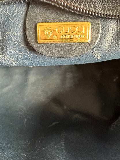 Vintage Gucci GG Supreme Cosmetic Bag Grey Navy