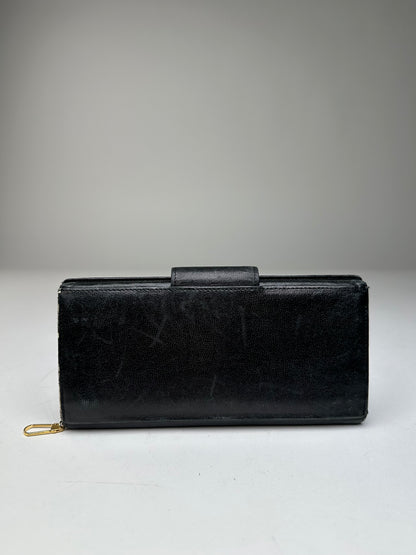 Vintage Givenchy 4G Logo Leather Wallet Black Gold