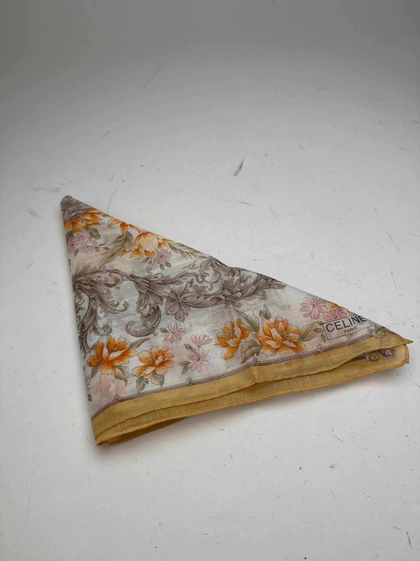 Vintage Celine Scarf Yellow Grey