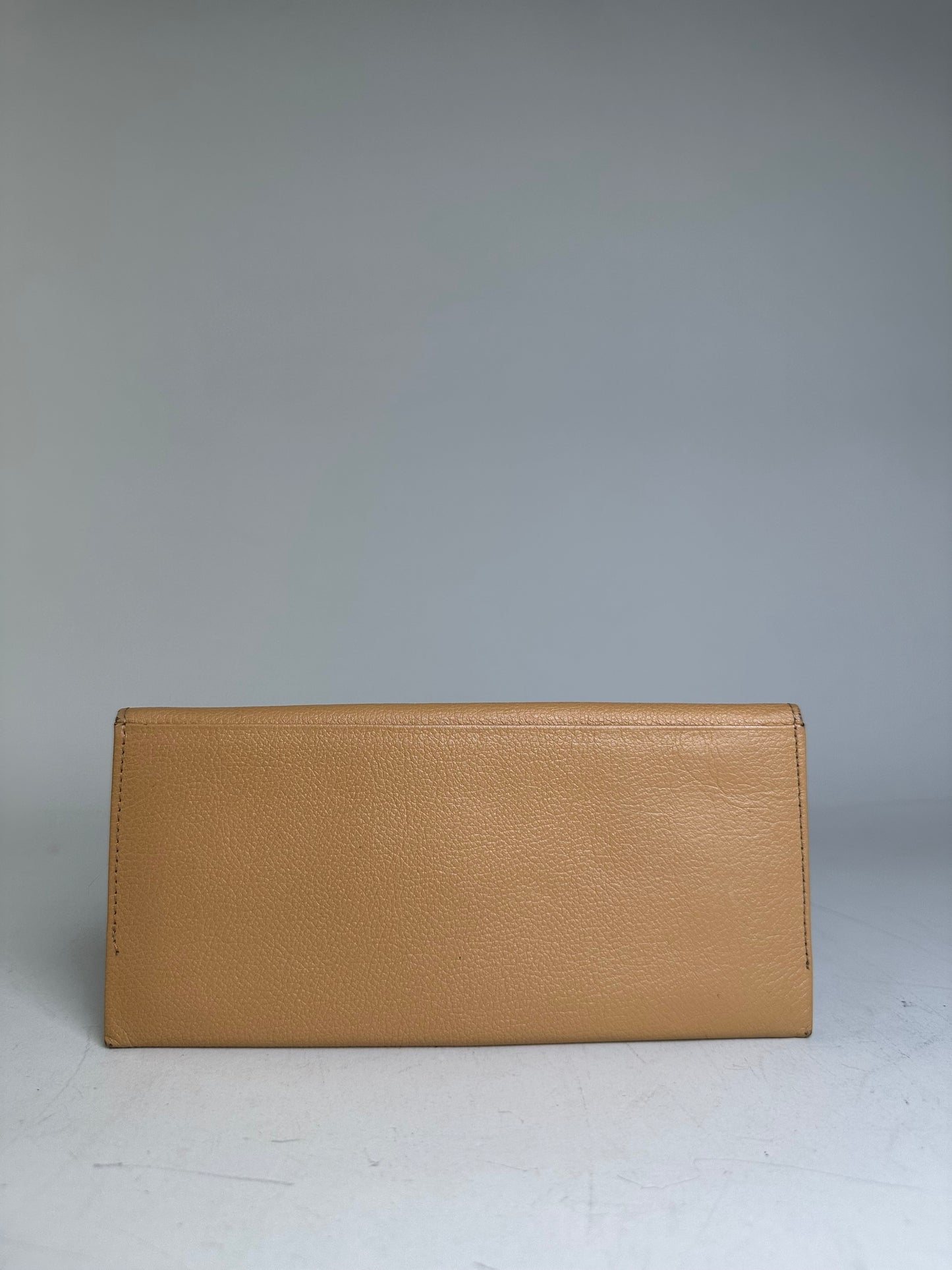 Vintage Yves Saint Laurent Leather Wallet Tan Gold
