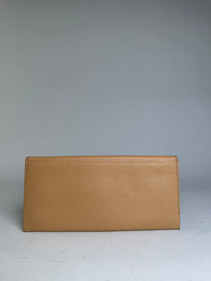 Vintage Yves Saint Laurent Leather Wallet Tan Gold
