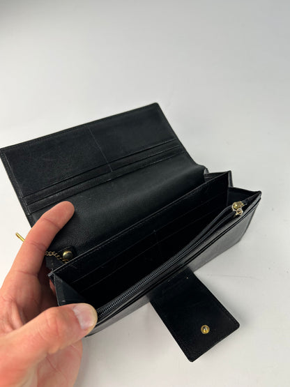 Vintage Givenchy 4G Logo Leather Wallet Black Gold