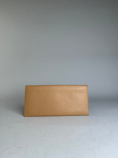 Vintage Yves Saint Laurent Leather Wallet Tan Gold