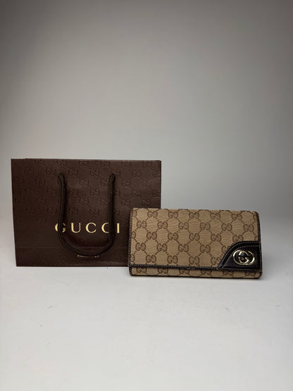 Vintage Gucci Marmont Monogram Wallet beige brown