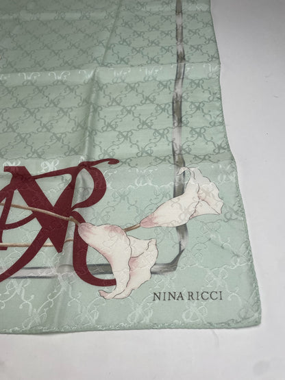 Vintage Nina Ricci Scarf Turquoise White