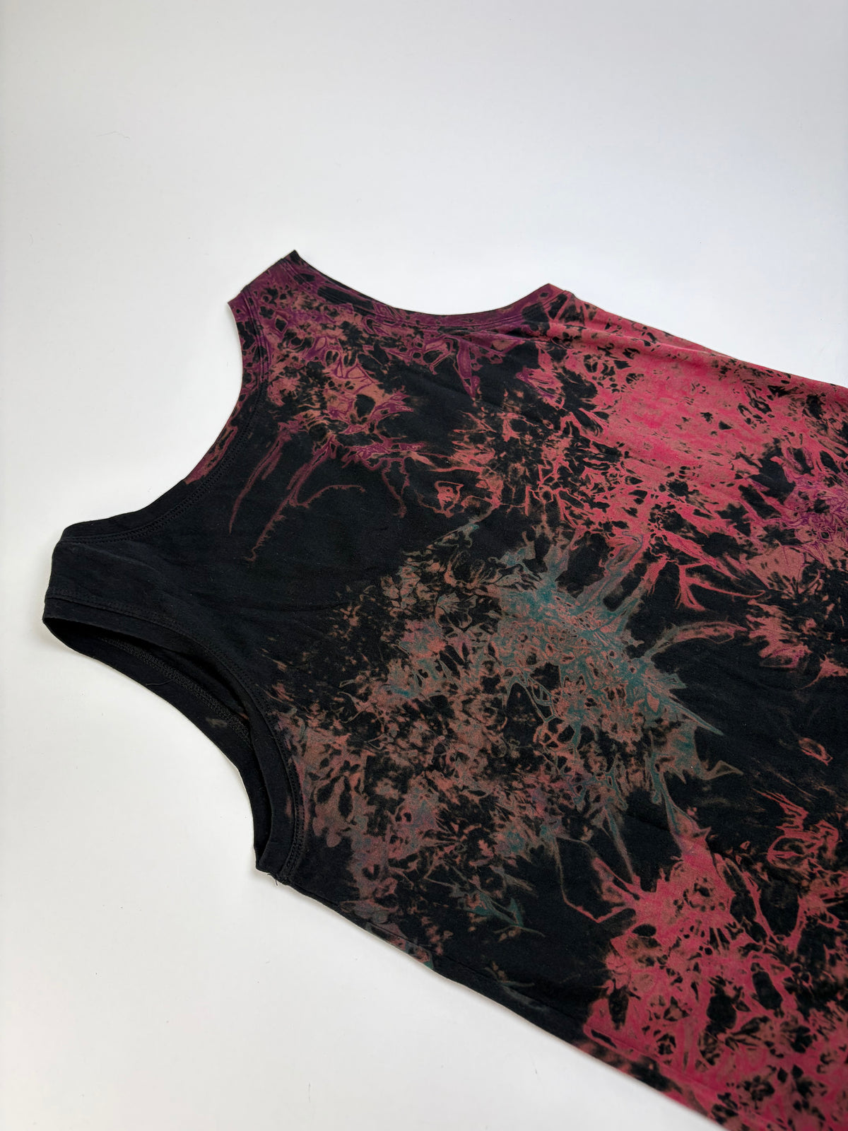 Vintage Issey Miyake Cotton Floral Midi Dress Black Teal Burgundy M