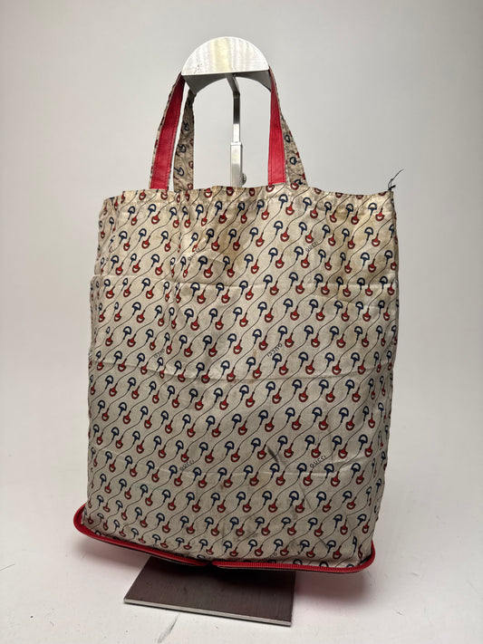 Vintage Gucci Foldable horsebit Monogram Tote Bag Beige