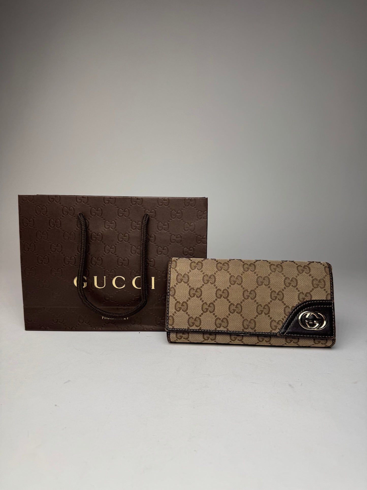Vintage Gucci Marmont Monogram Wallet beige brown