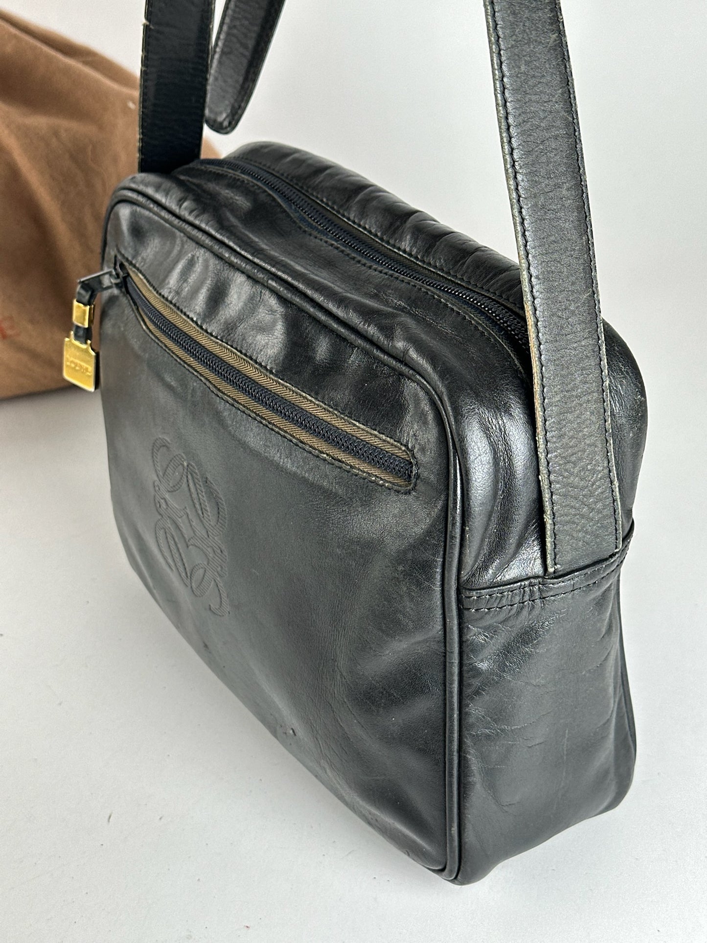 Sac vintage en cuir Loewe Madrid noir