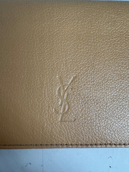 Vintage Yves Saint Laurent Leather Wallet Tan Gold