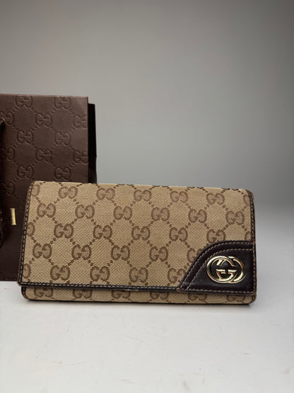 Vintage Gucci Marmont Monogram Wallet beige brown