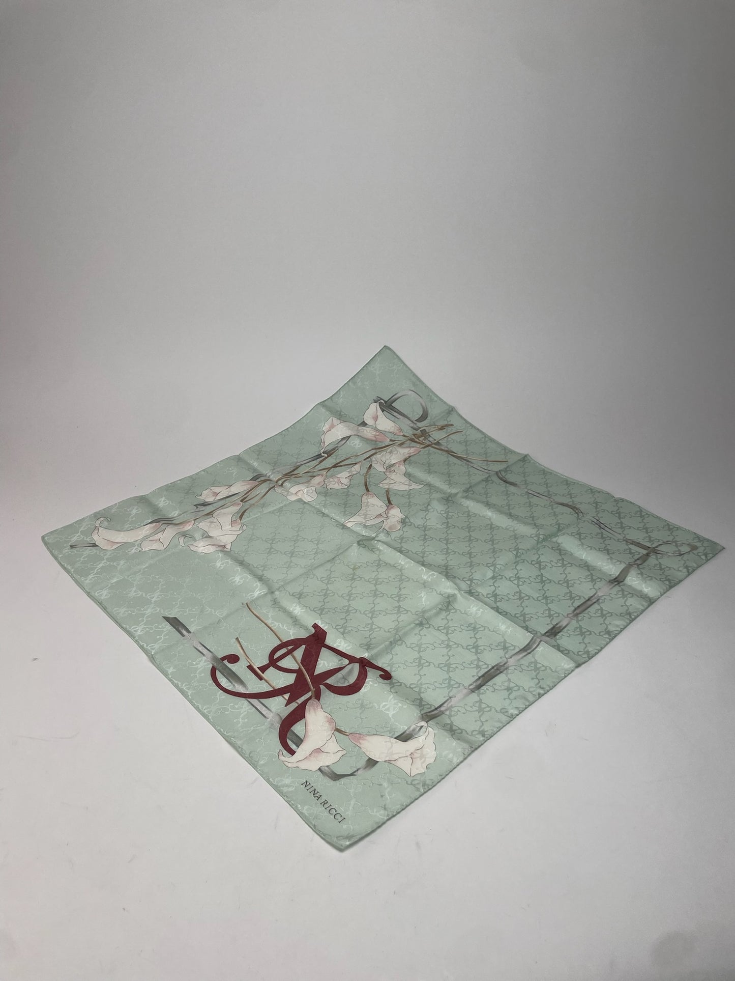 Vintage Nina Ricci Scarf Turquoise White