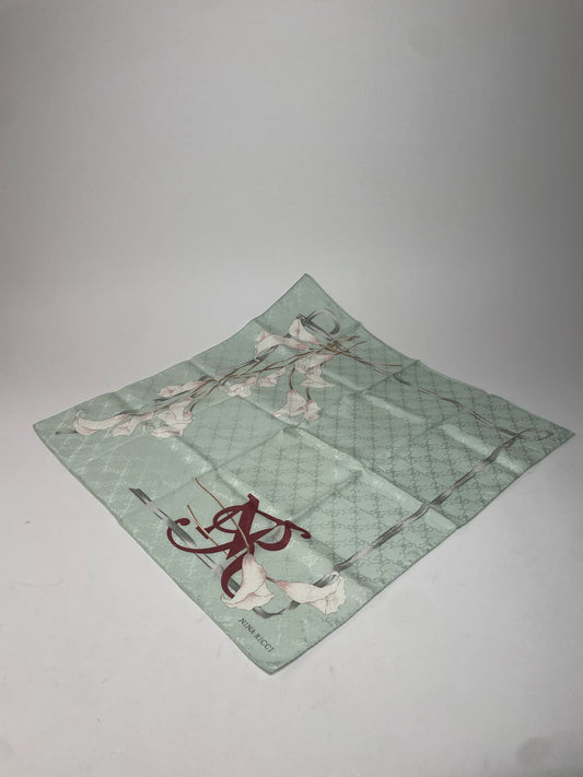 Vintage Nina Ricci Scarf Turquoise White