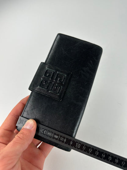 Vintage Givenchy 4G Logo Leather Wallet Black Gold