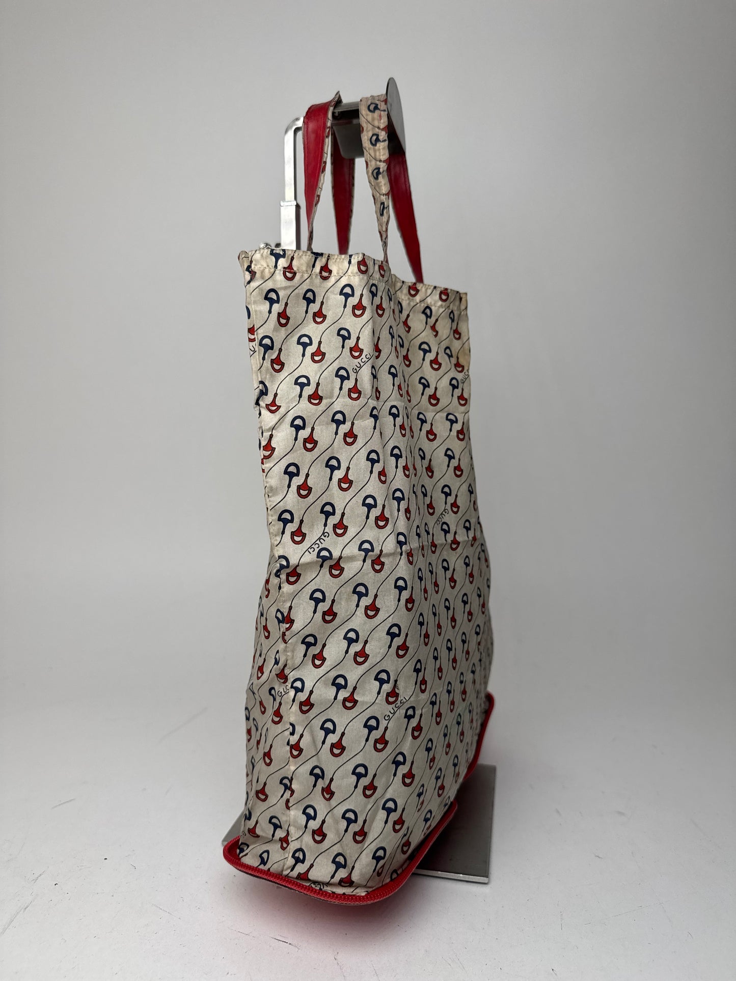 Vintage Gucci Foldable horsebit Monogram Tote Bag Beige