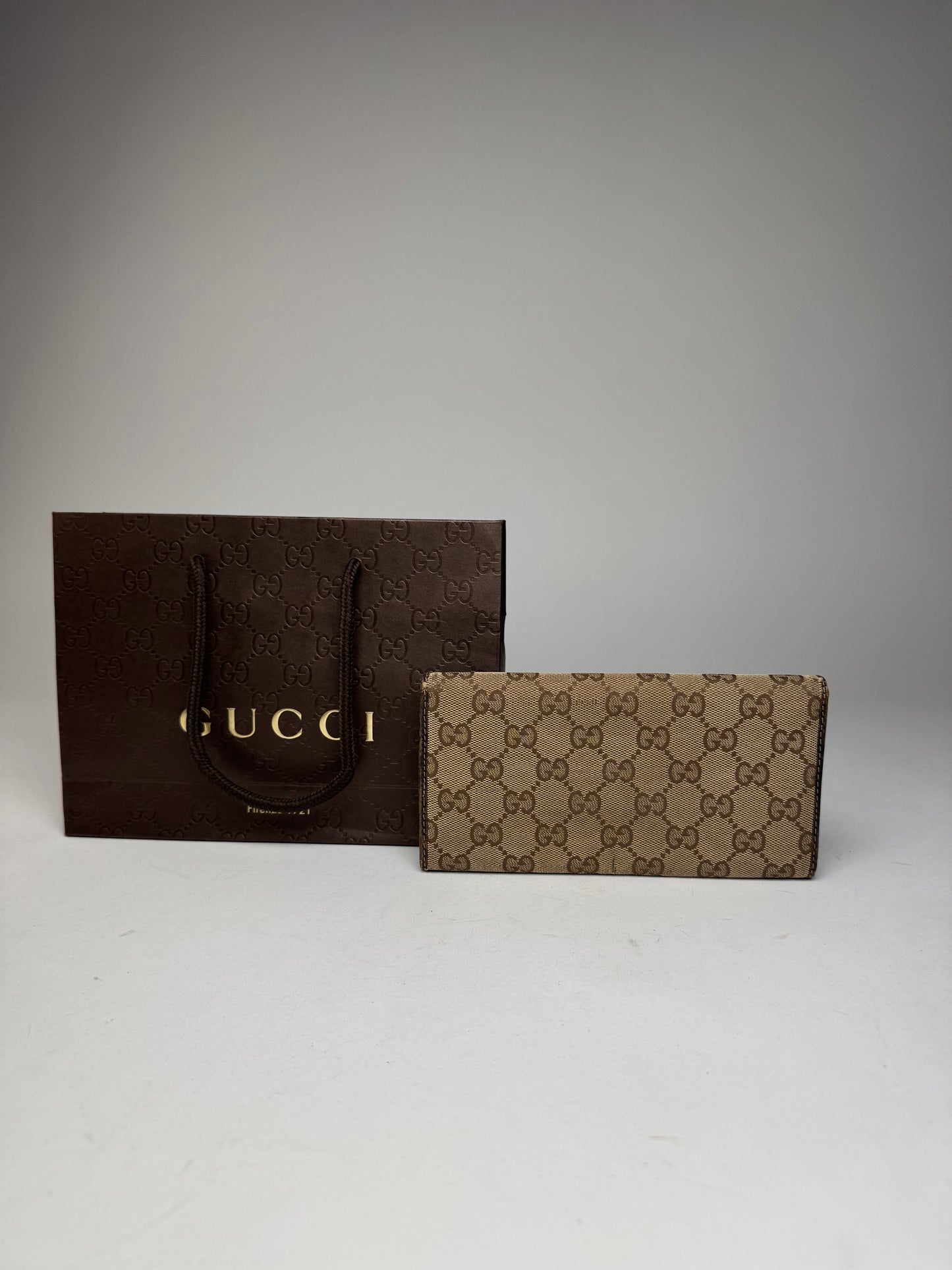Vintage Gucci Marmont Monogram Wallet beige brown
