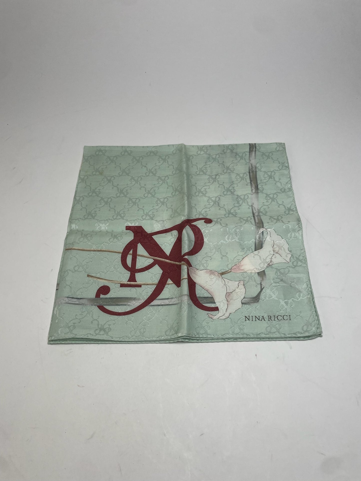 Vintage Nina Ricci Scarf Turquoise White