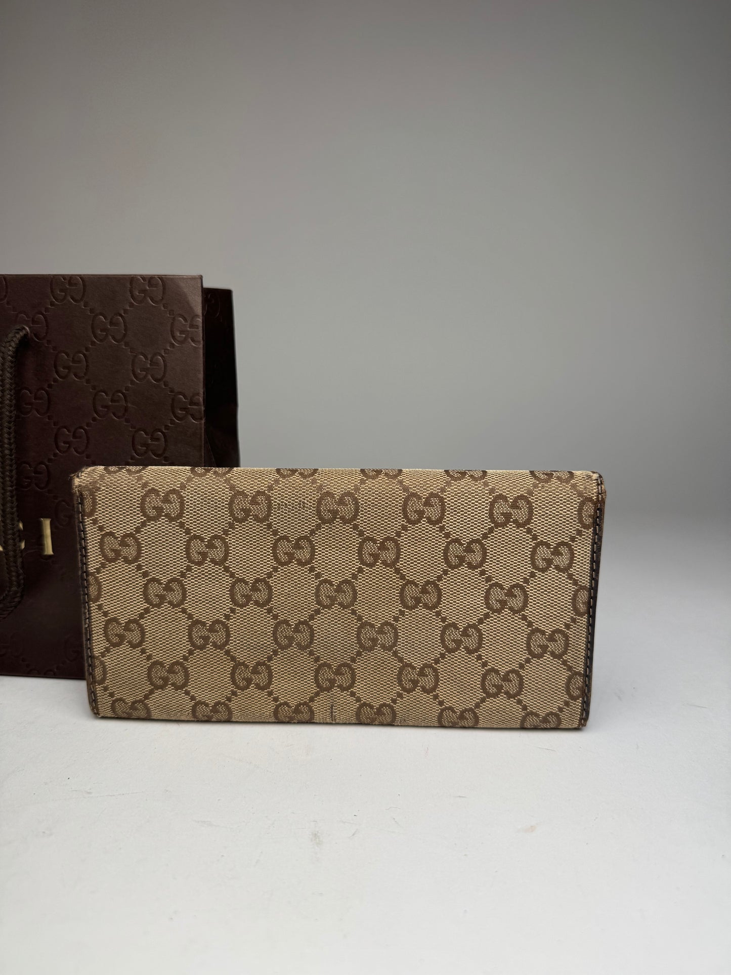 Vintage Gucci Marmont Monogram Wallet beige brown
