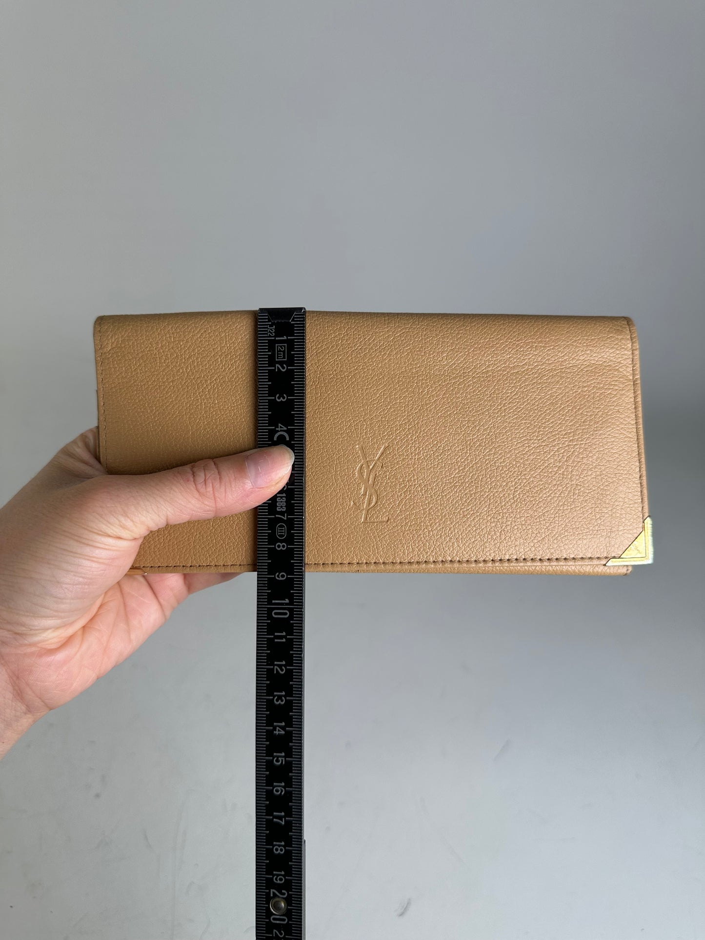 Vintage Yves Saint Laurent Leather Wallet Tan Gold