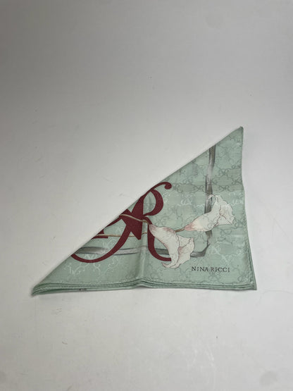 Vintage Nina Ricci Scarf Turquoise White