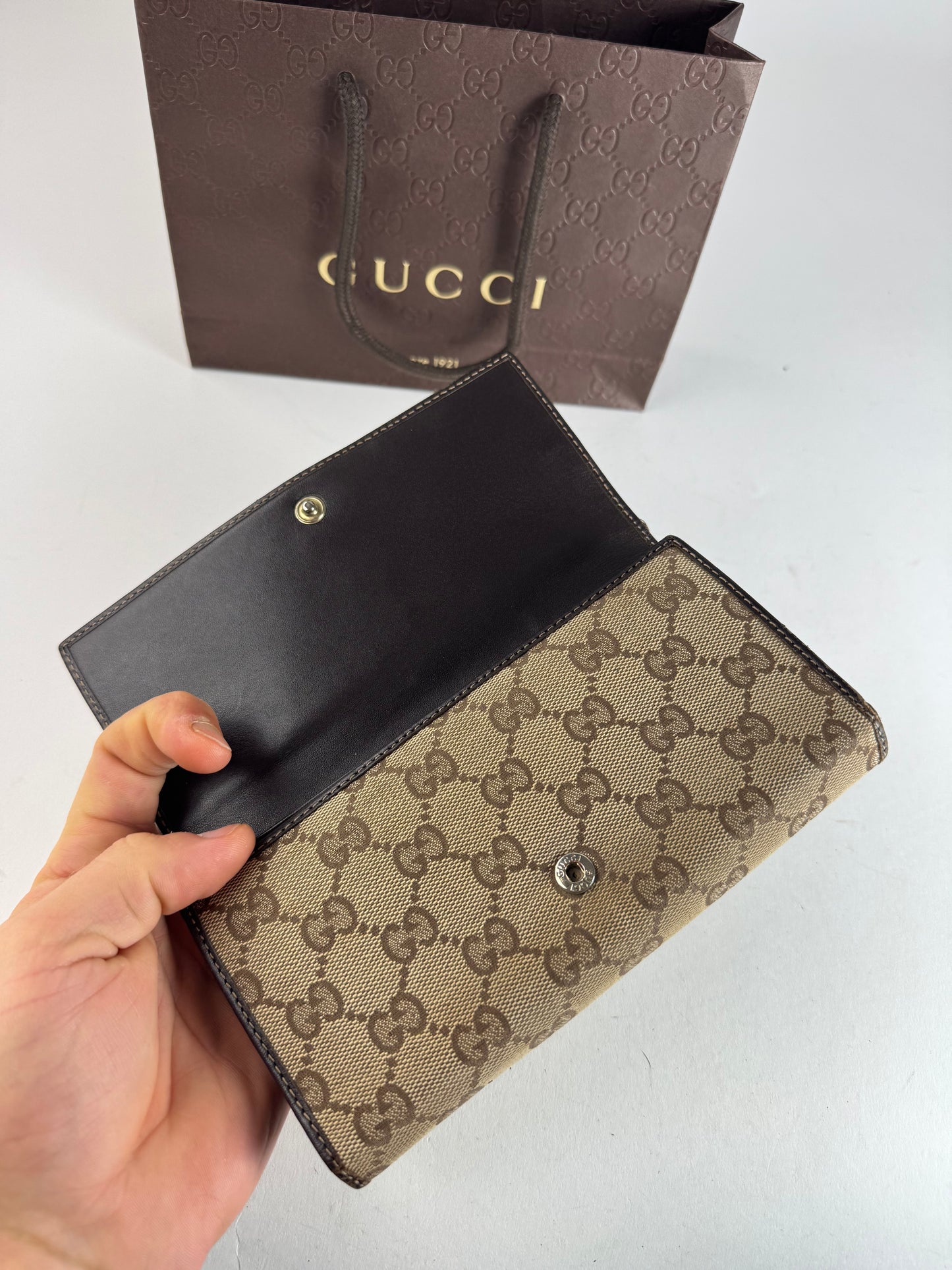 Vintage Gucci Marmont Monogram Wallet beige brown