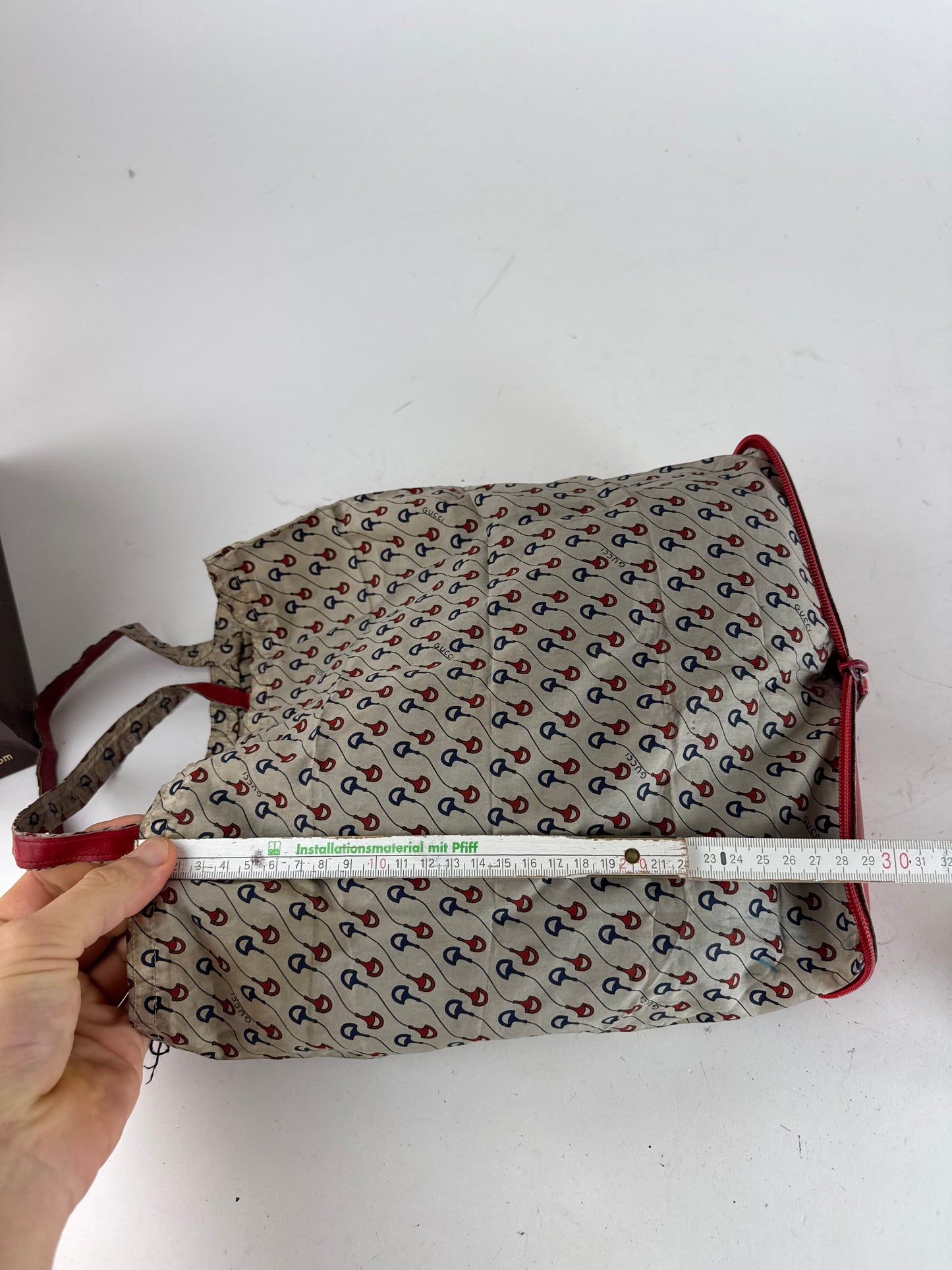 Vintage Gucci Foldable horsebit Monogram Tote Bag Beige