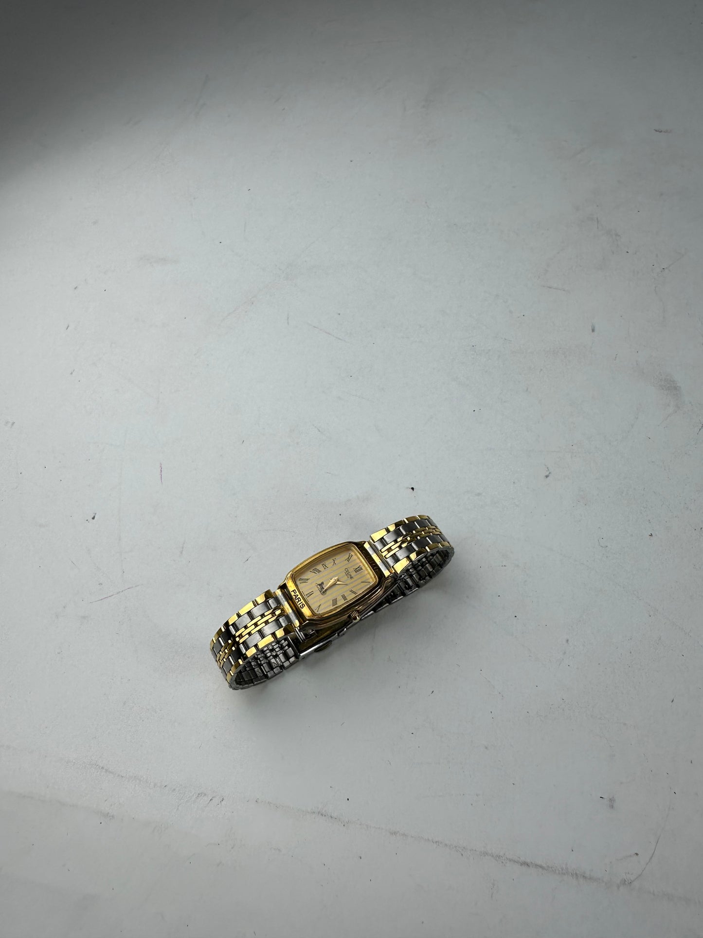 Vintage Celine Paris Gold Plated Watch Silver Gold