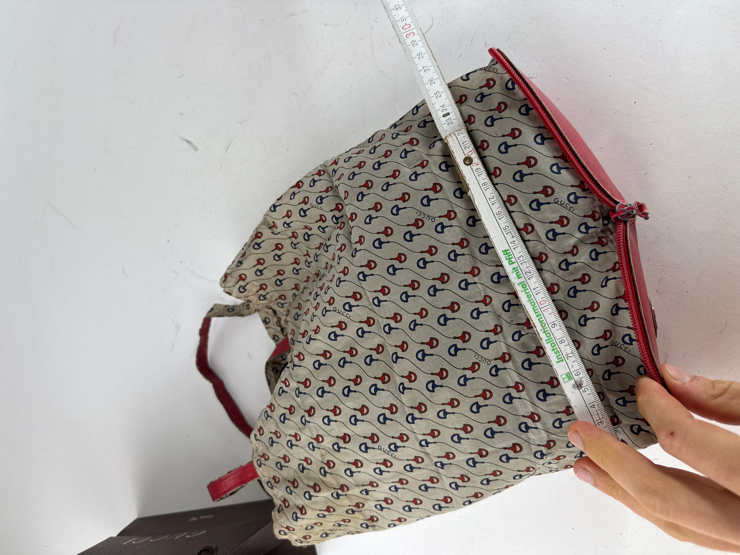 Vintage Gucci Foldable horsebit Monogram Tote Bag Beige