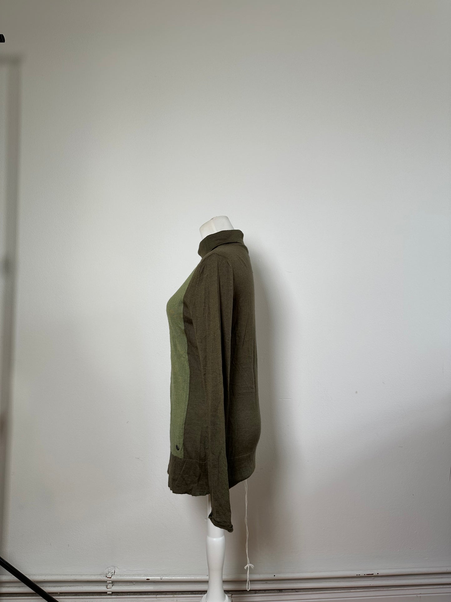 Vintage Loewe Wool Cashmere Turtleneck Sweater Olive Green L