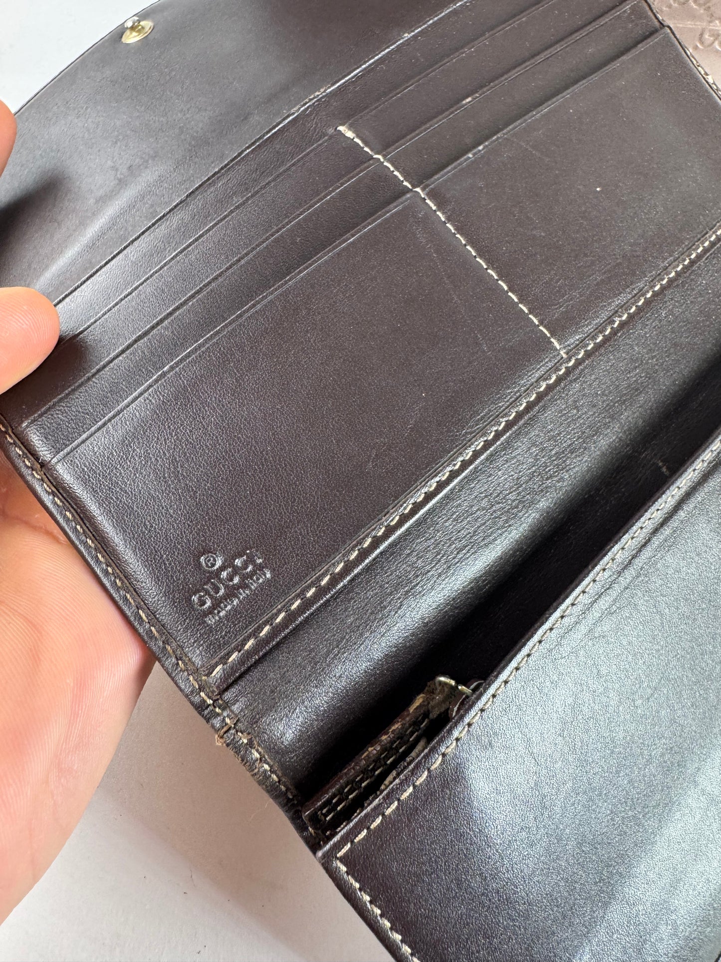 Vintage Gucci Marmont Monogram Wallet beige brown