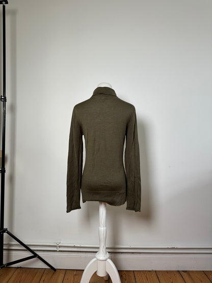 Vintage Loewe Wool Cashmere Turtleneck Sweater Olive Green L