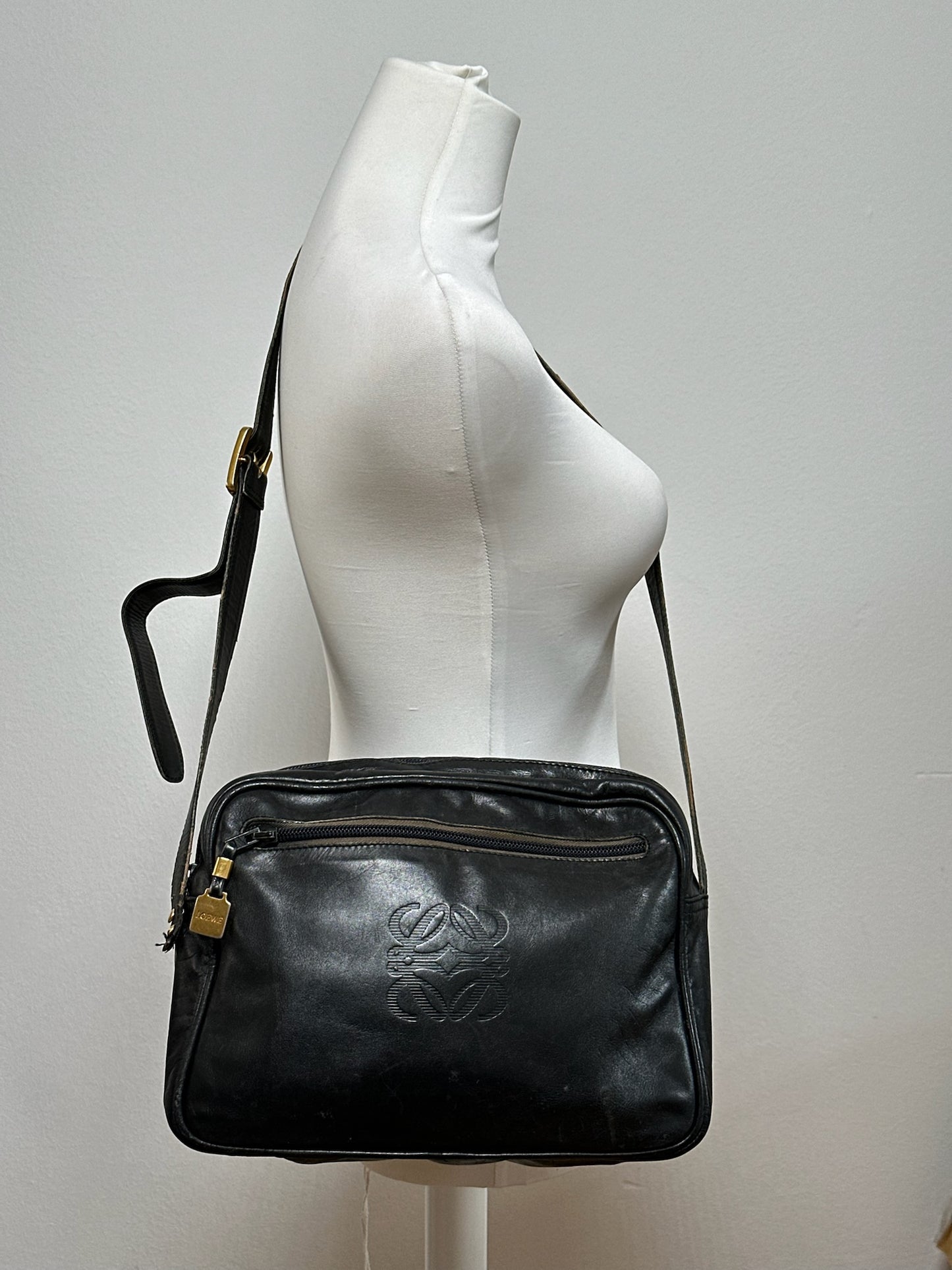 Sac vintage en cuir Loewe Madrid noir