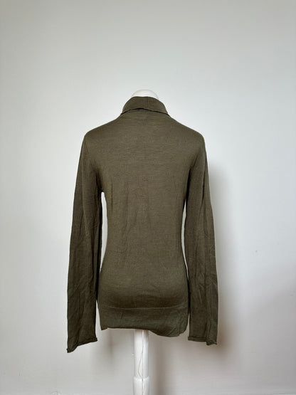Vintage Loewe Wool Cashmere Turtleneck Sweater Olive Green L