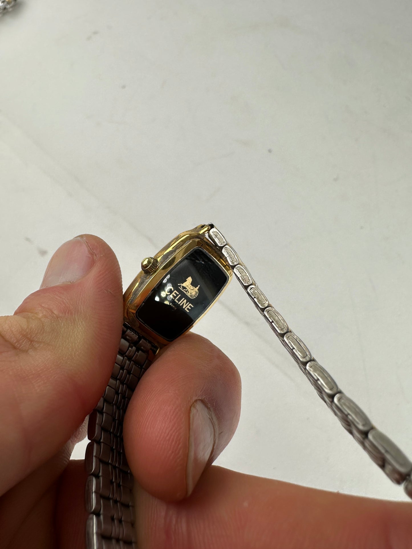 Vintage Celine Paris Gold Plated Watch Silver Gold