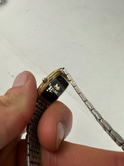 Vintage Celine Paris Gold Plated Watch Silver Gold