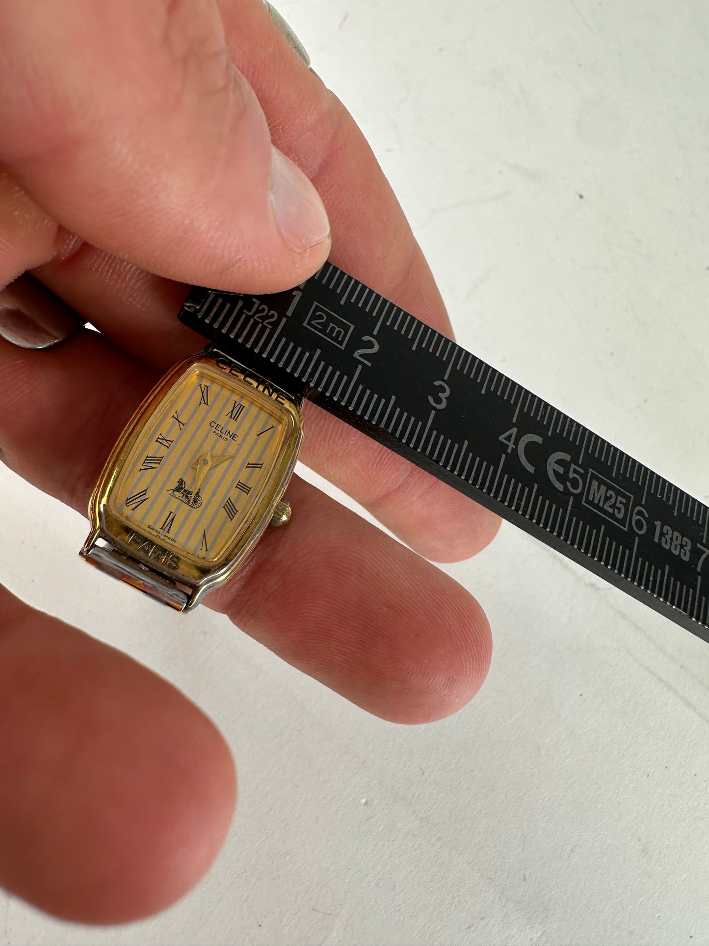 Vintage Celine Paris Gold Plated Watch Silver Gold
