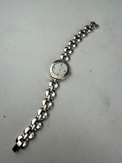 Vintage Courreges Gold Plated Steel Quartz Watch Silver Gold