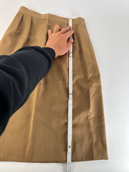 Vintage Dior Linen Skirt Brown L